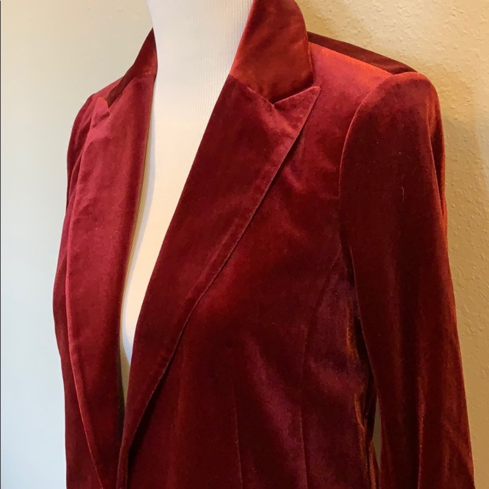 Wine velvet stretch blazer - Picture 6 of 7